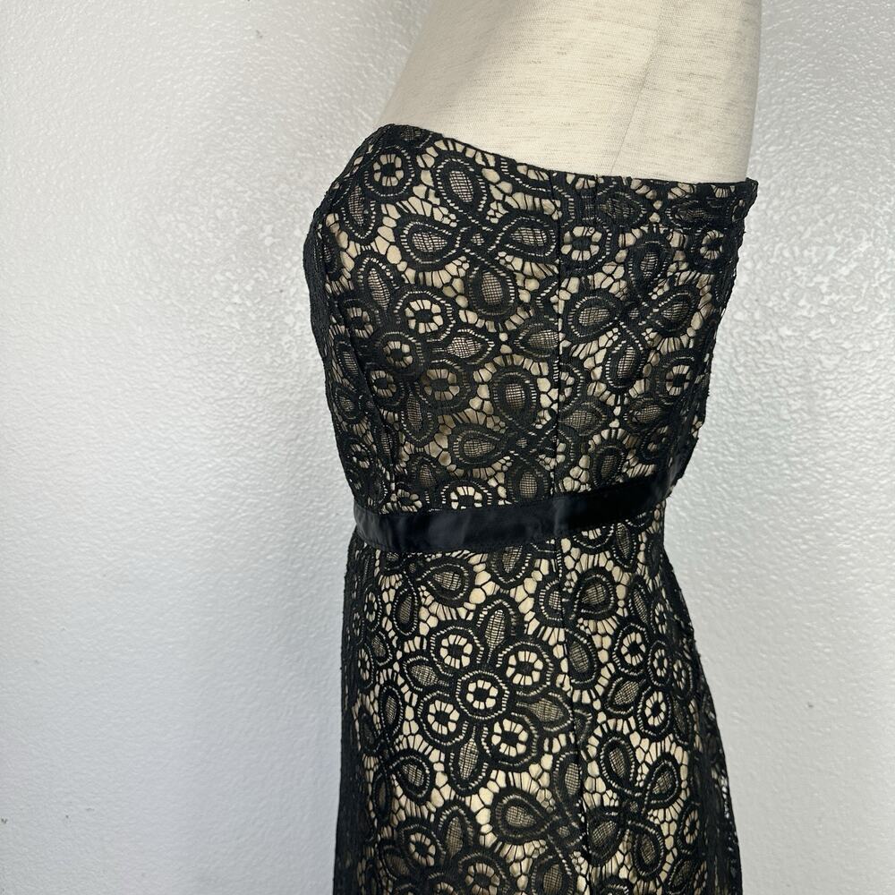 Vintage Y2K Delia's Dress Size 5 Small Black Lace Illusion Strapless Midi - Picture 8 of 15